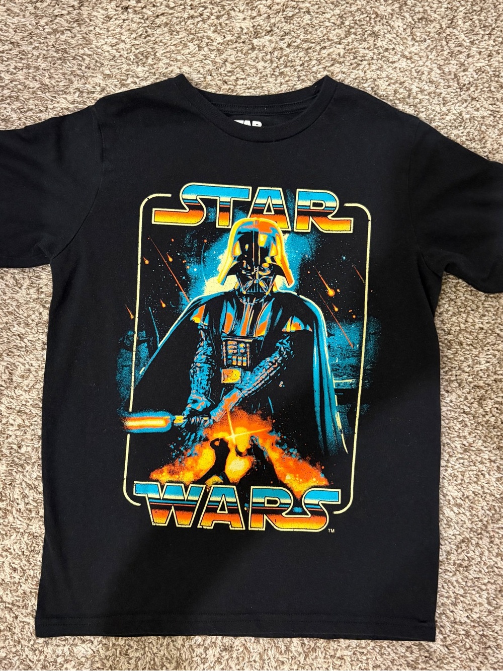 Star Wars Black Tshirt - Darth Vader - Tee with Multicolor Print - Sz L (10/12)